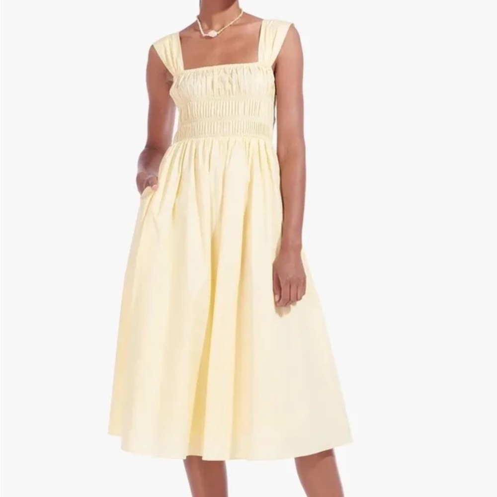 Staud Ida Dress XL in Ginger Yellow Smocked Sun Dress